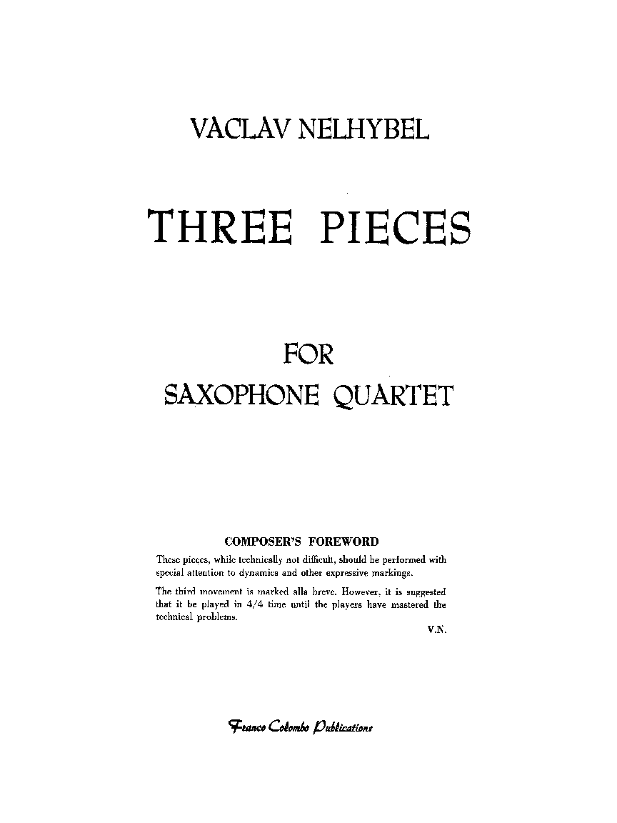 THREE PIECES SAXOPHONE QUARTET