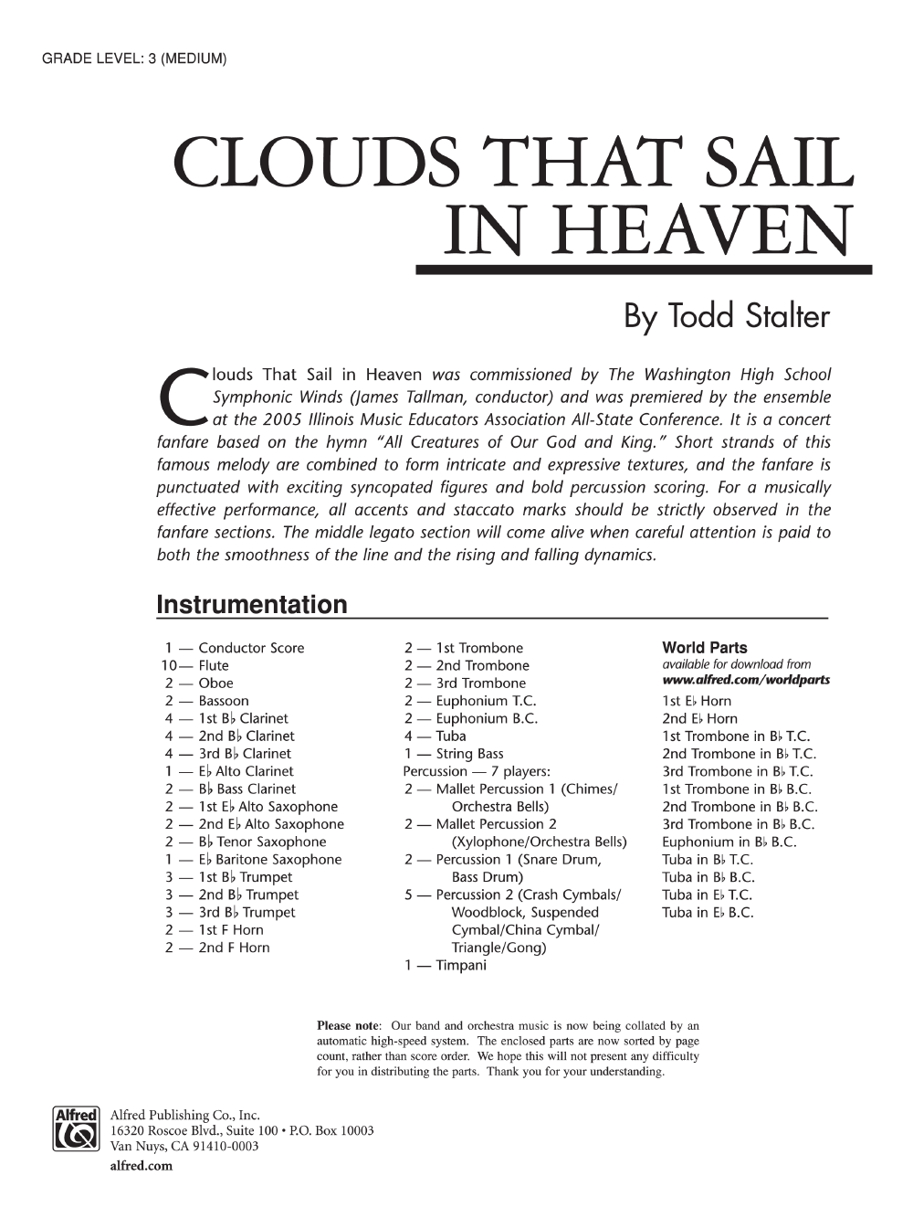 CLOUDS THAT SAIL IN HEAVEN SCORE