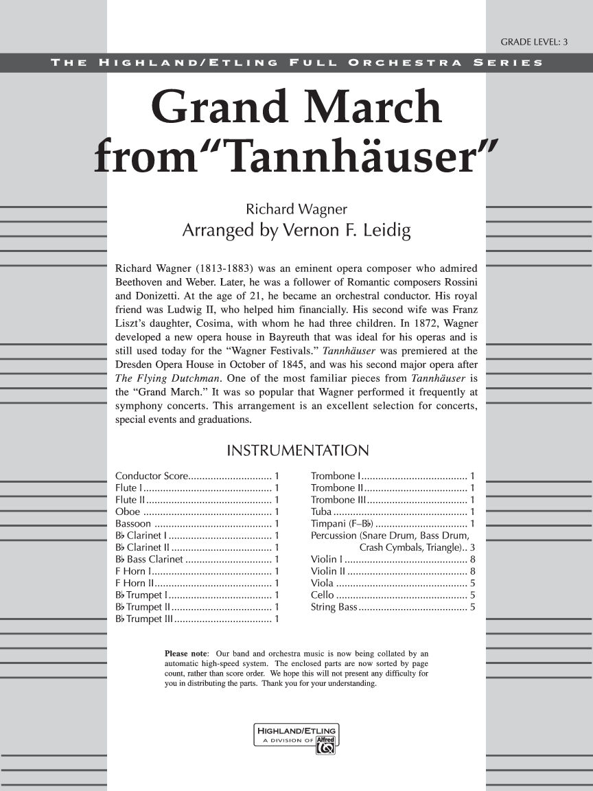 GRAND MARCH FROM TANNHAUSER SCORE