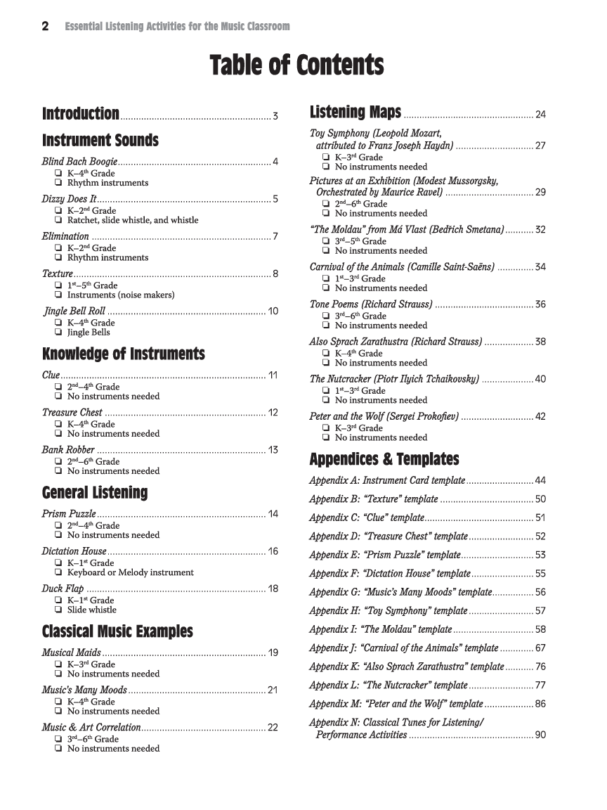 Essential Listening Activities for the Music Classroom Reproducible Book