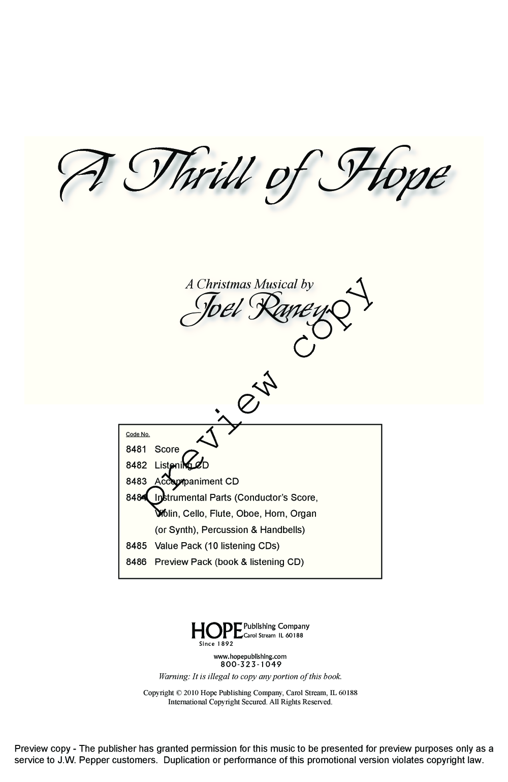 A Thrill of Hope SATB P.O.D.