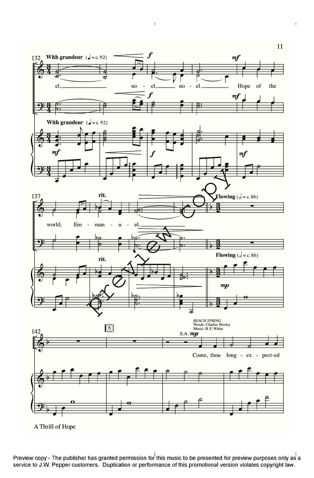 A Thrill of Hope SATB P.O.D.