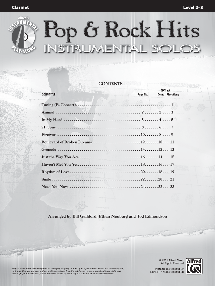 POP AND ROCK HITS INSTRUMENTAL SOLOS CLARINET BK/CD