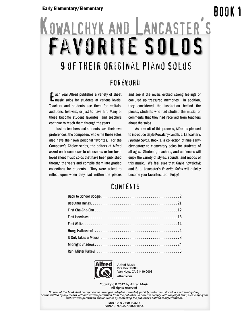 Kowalchyk and Lancaster's Favorite Solos #1 Piano