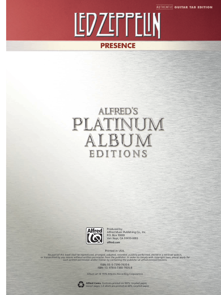 Led Zeppelin : Presence Platinum Guitar