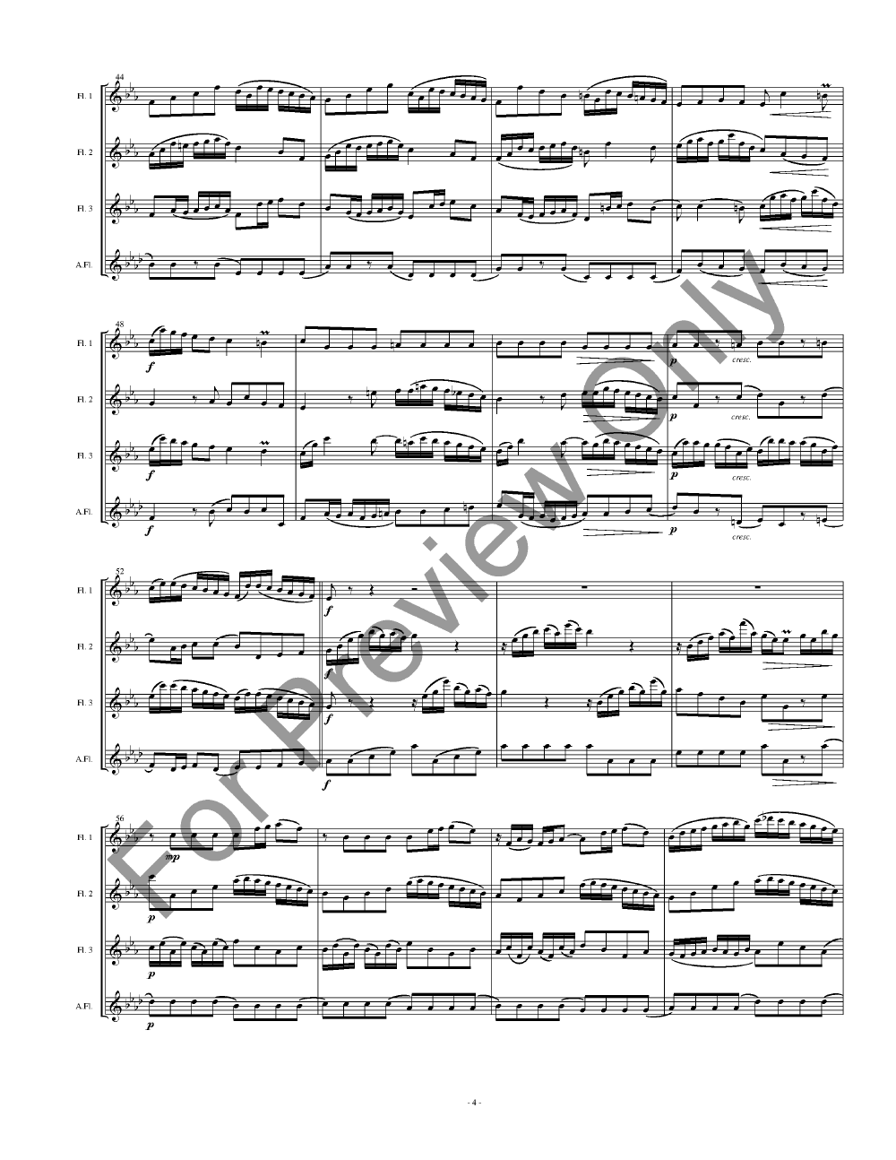 Flute Sonata in E flat Major Flute Quartet P.O.D.