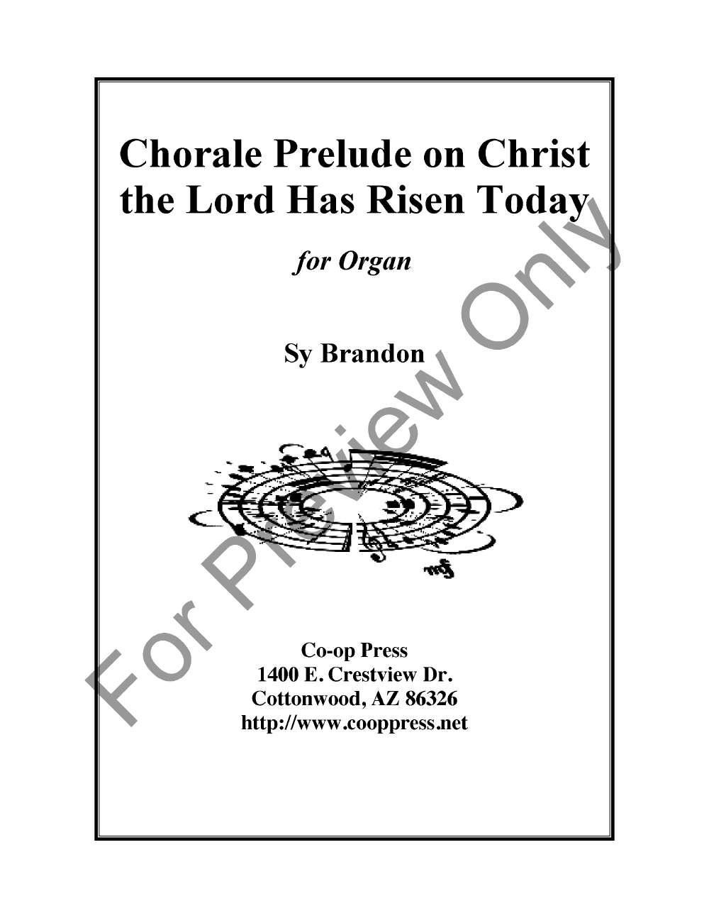 Chorale Prelude on Christ the Lord Has Risen Today P.O.D.