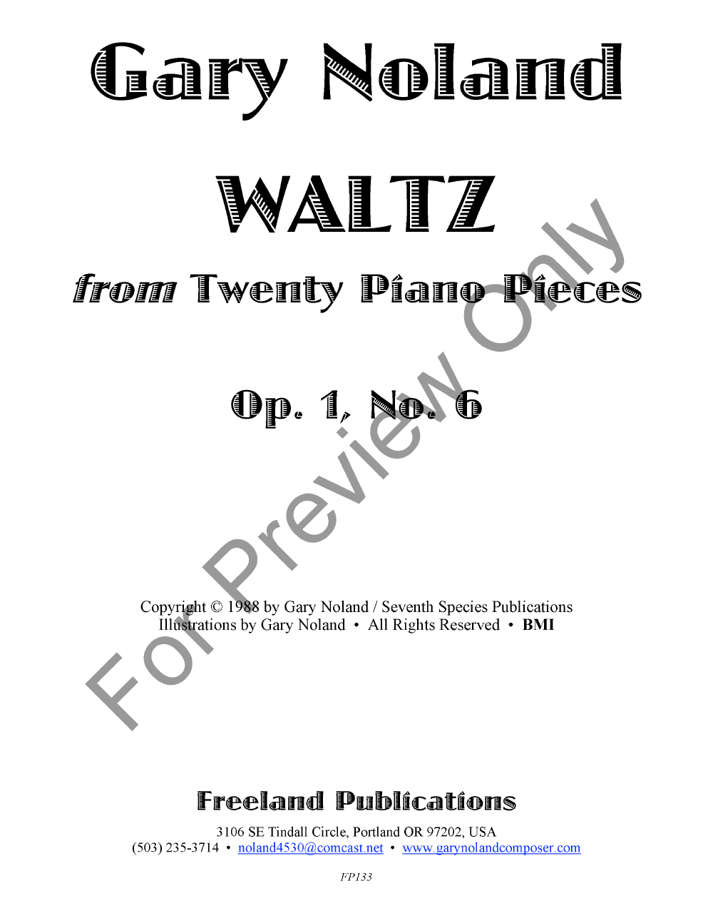 Waltz for Piano Op #1 #6 P.O.D.