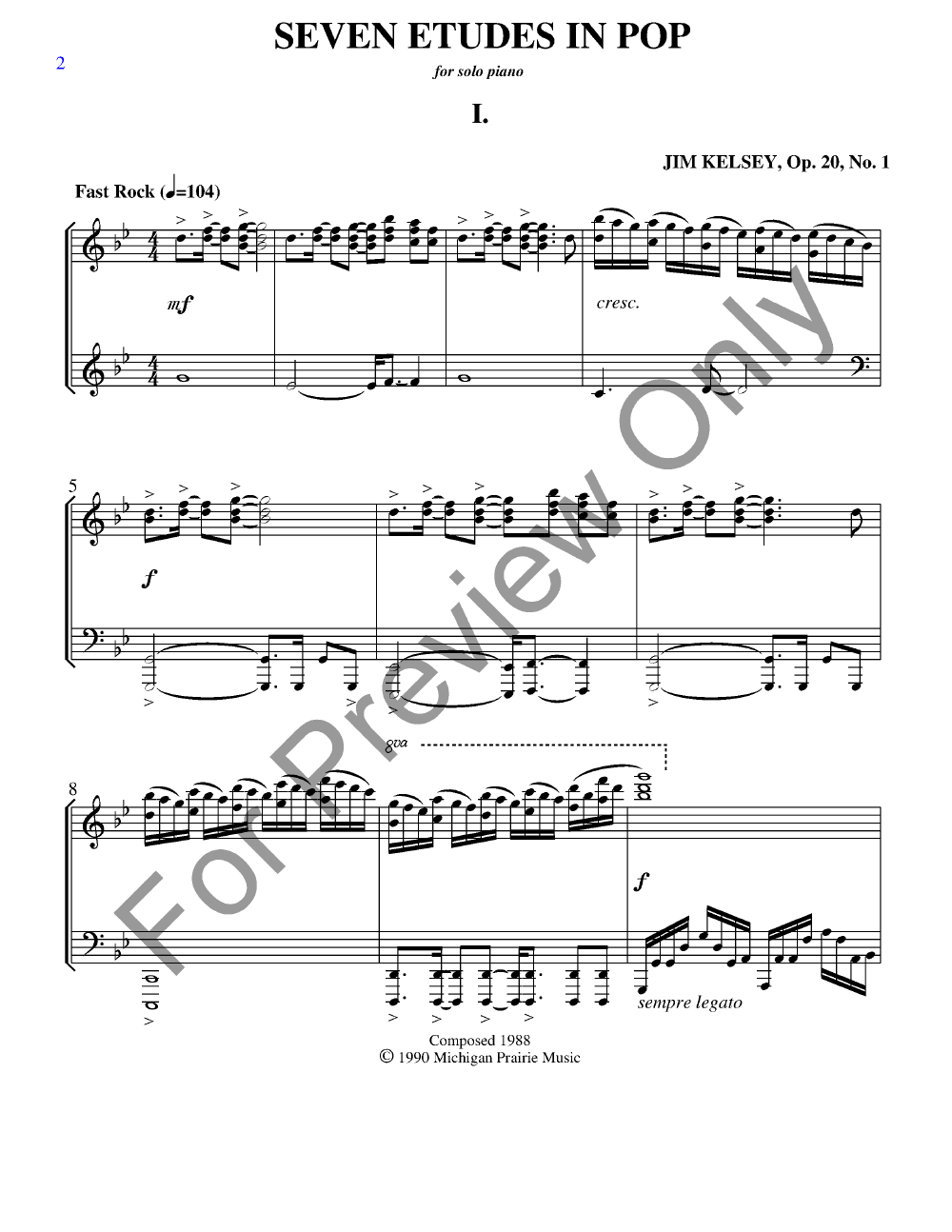 Seven Etudes in Pop Op 20 Piano P.O.D.