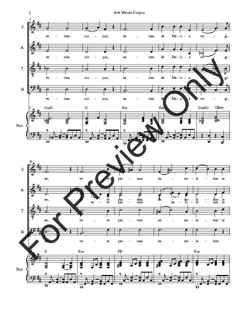 Ave Verum Corpus (for SATB choir) P.O.D.