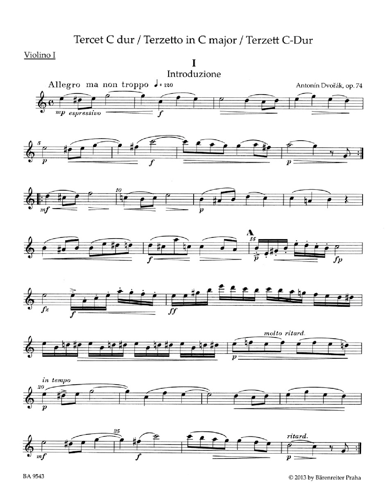 Terzetto in C Major Op 74 2 Violins and Viola Parts