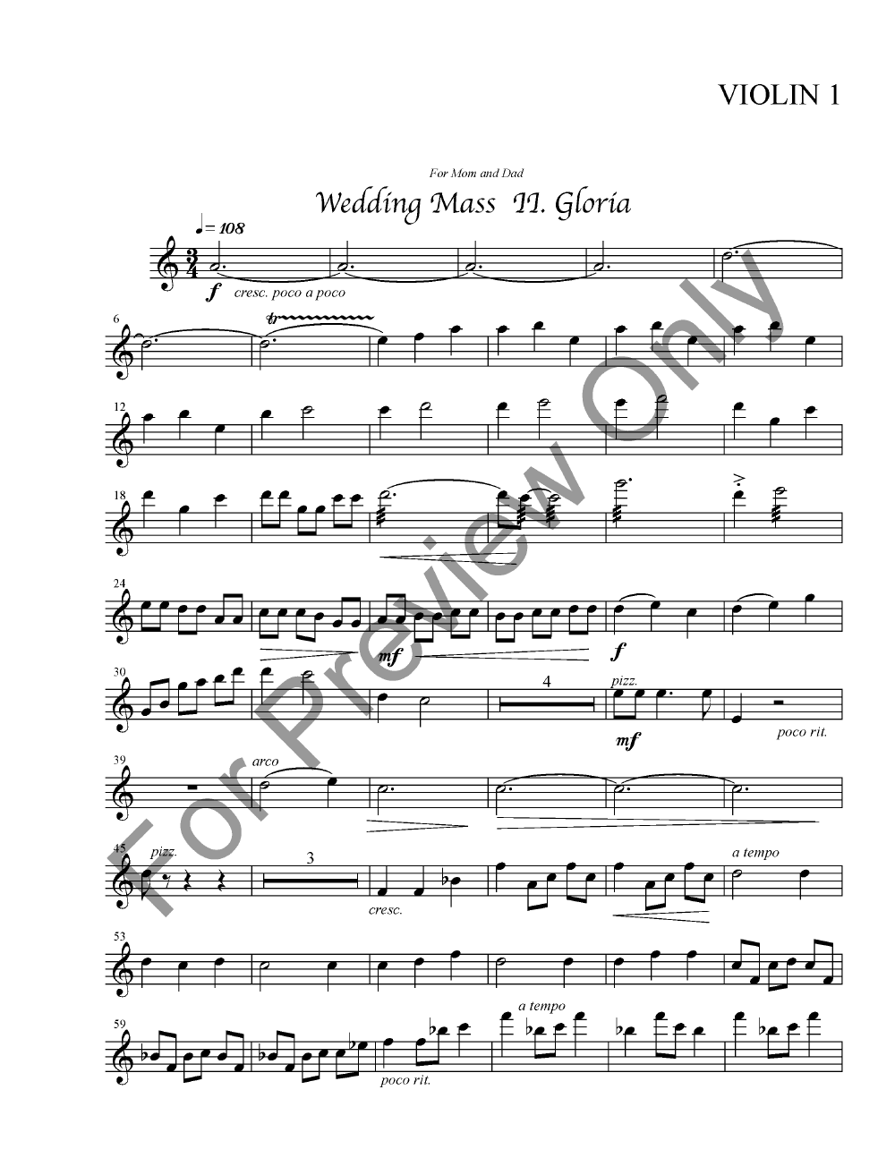 Wedding Mass Full Score with Orchestra Parts P.O.D.