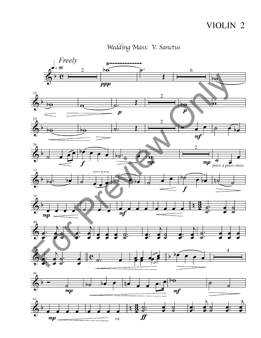 Wedding Mass Full Score with Orchestra Parts P.O.D.