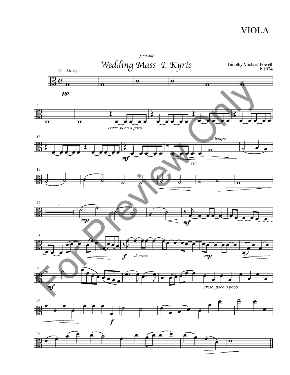 Wedding Mass Full Score with Orchestra Parts P.O.D.