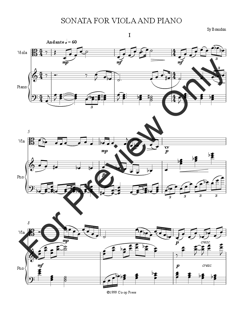 Sonata for Viola and Piano P.O.D.