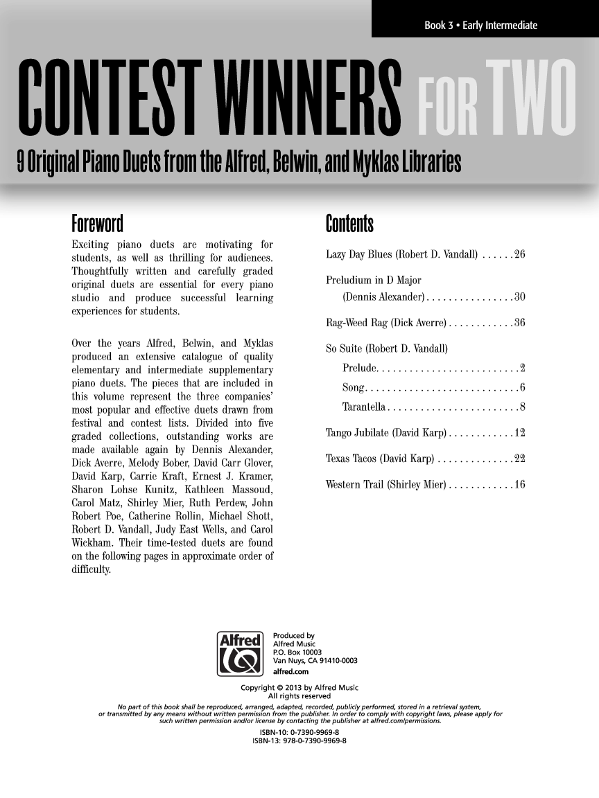 Contest Winners for Two #3 1 Piano 4 Hands