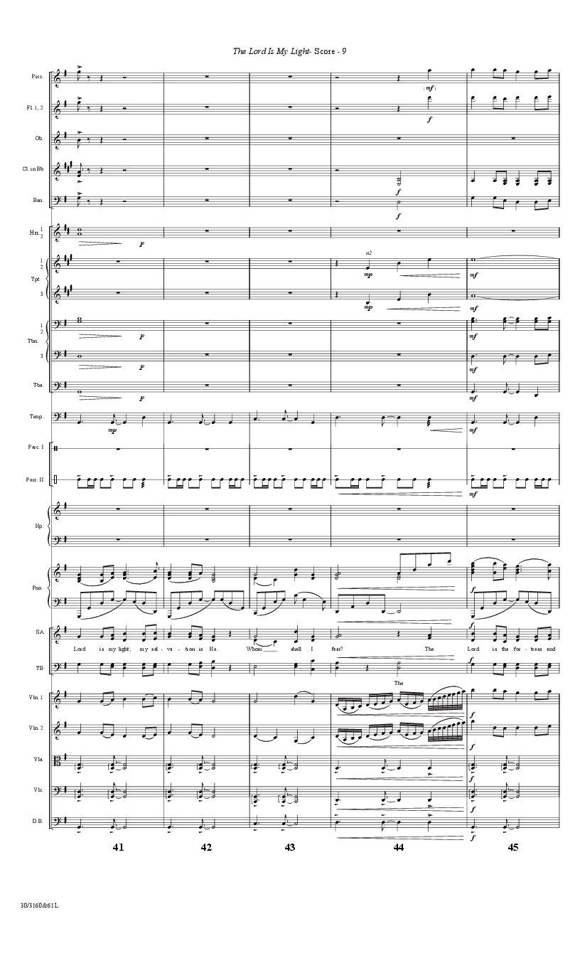The Lord Is My Light Orchestration