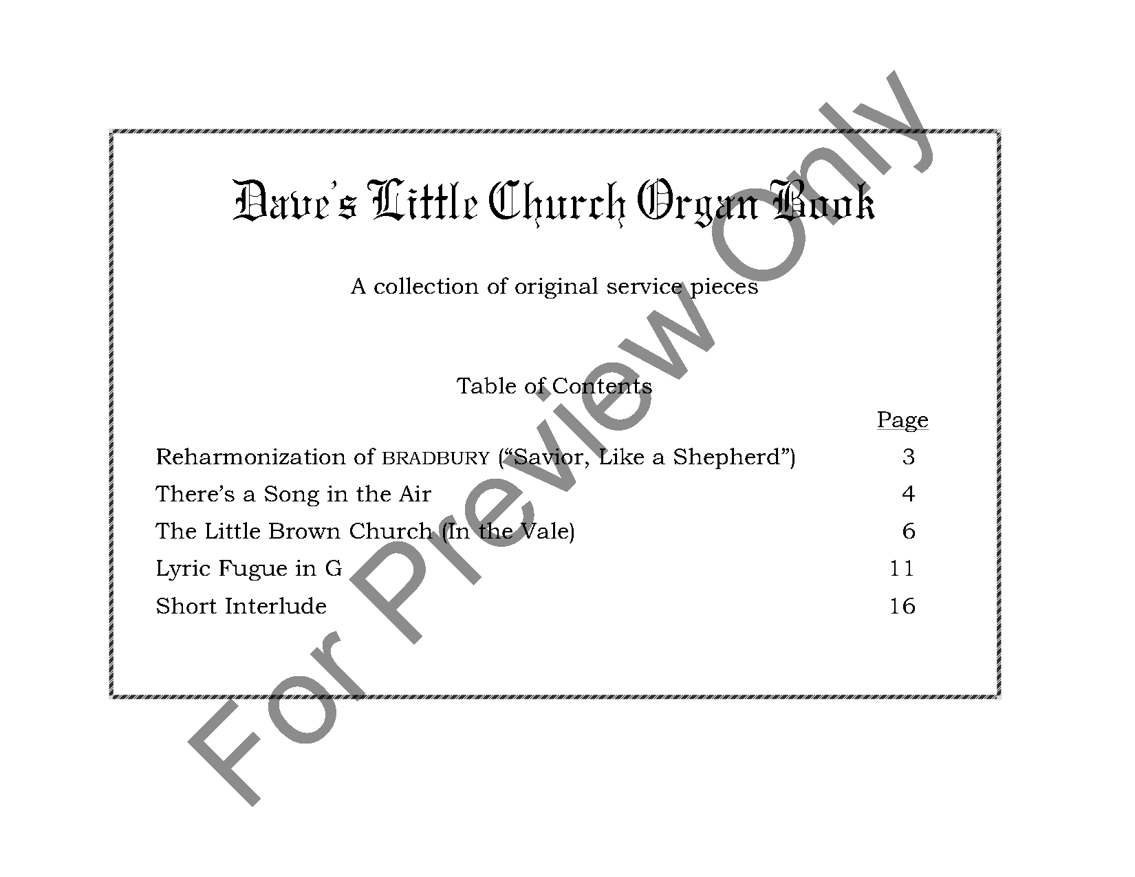 Dave's Little Church Organ Book P.O.D.