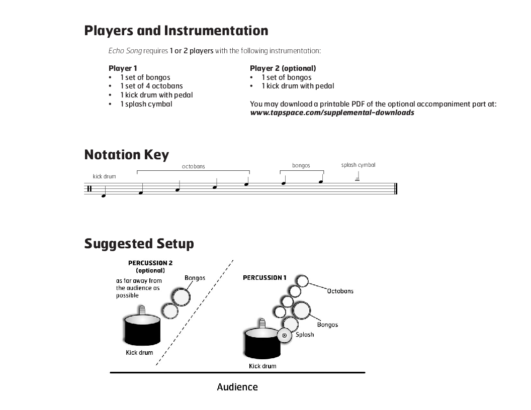 Echo Song Multi Percussion Solo, opt. Duet