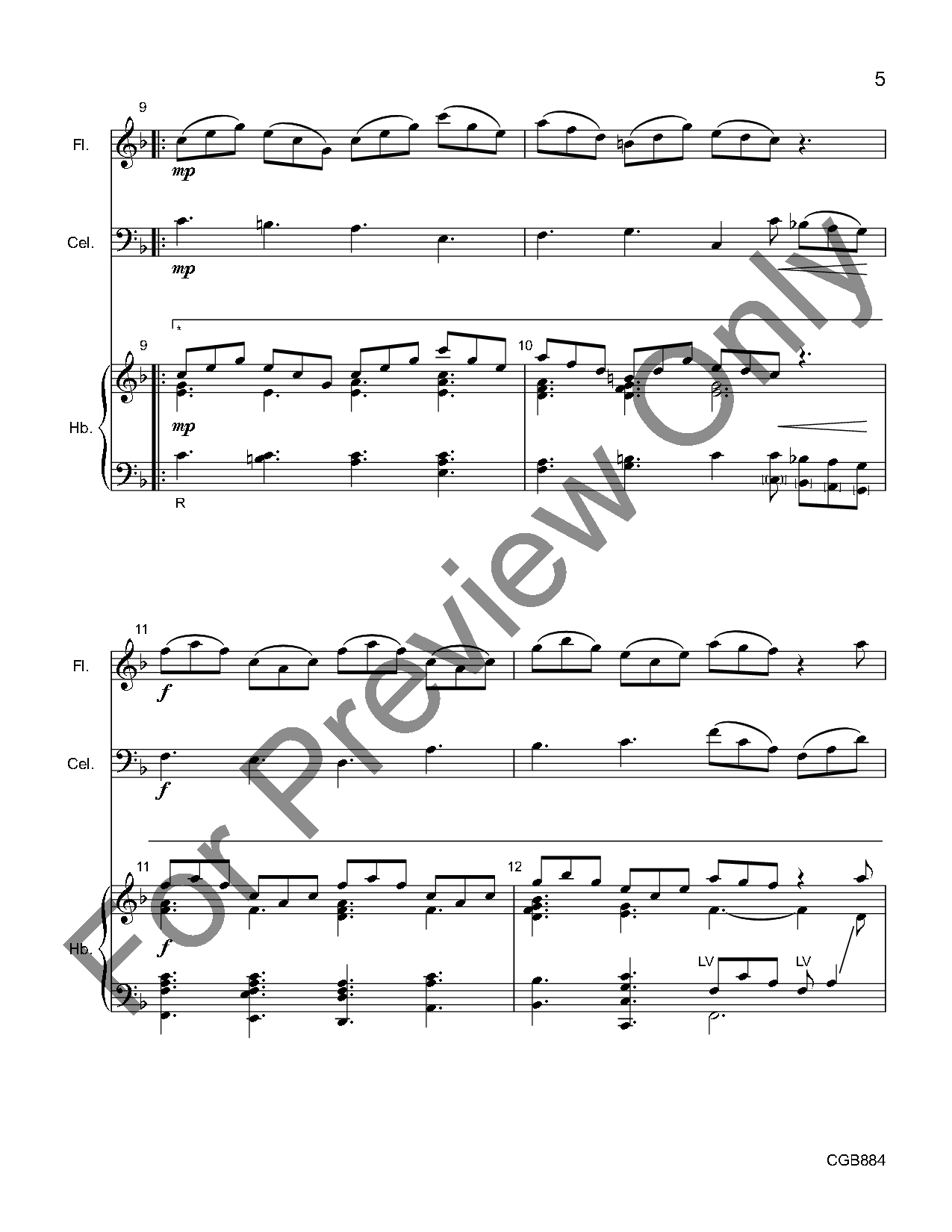 Gigue C Instrument And Cello Parts, Full Score