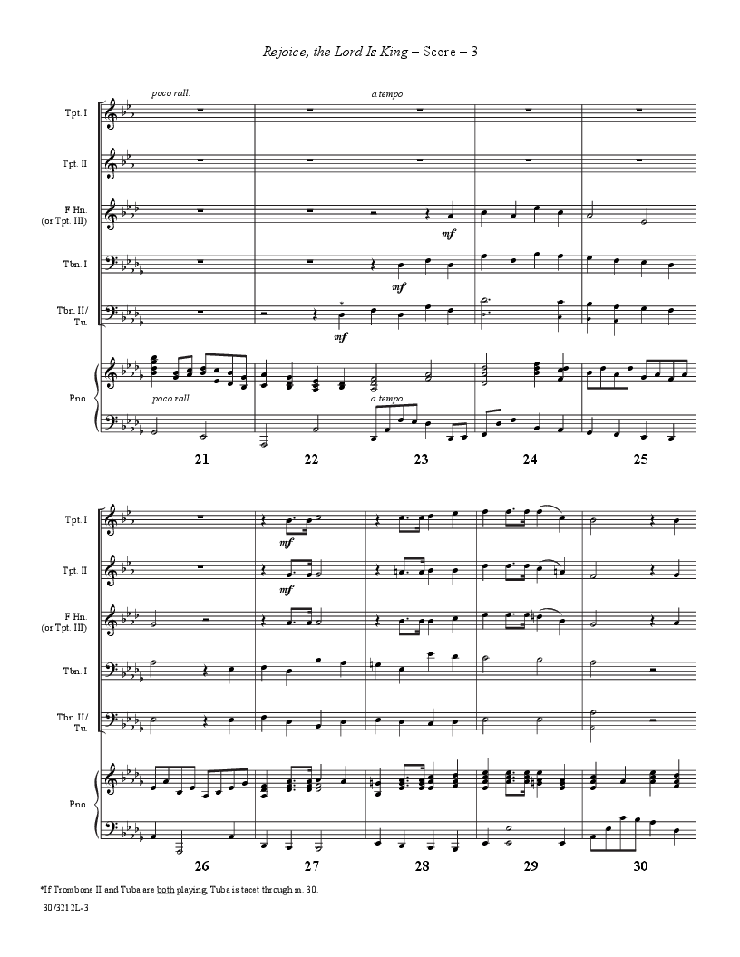 Rejoice the Lord is King Brass Quintet and Piano