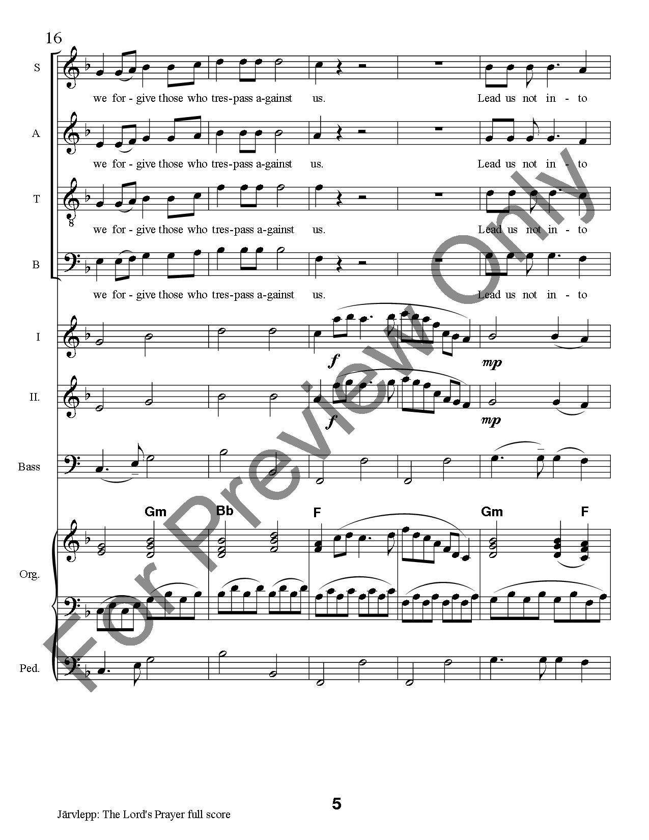 The Lord's Prayer - Full Score SCORE P.O.D.