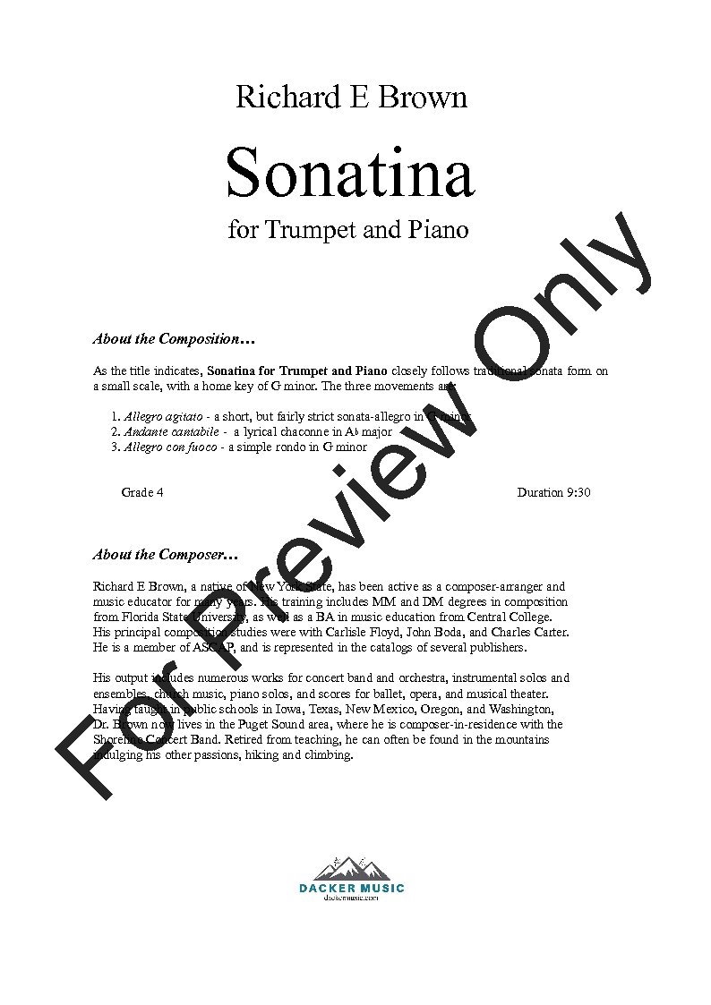 Sonatina for Trumpet and Piano P.O.D.