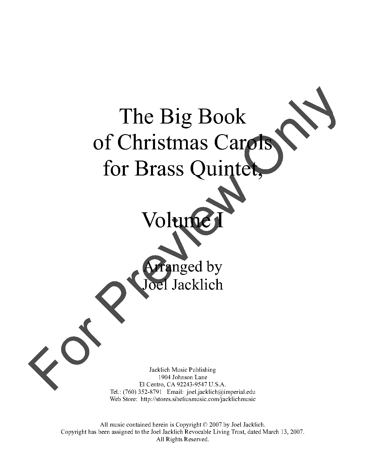 The Big Book of Christmas Carols for Brass Quintet, Vol. 1 P.O.D.