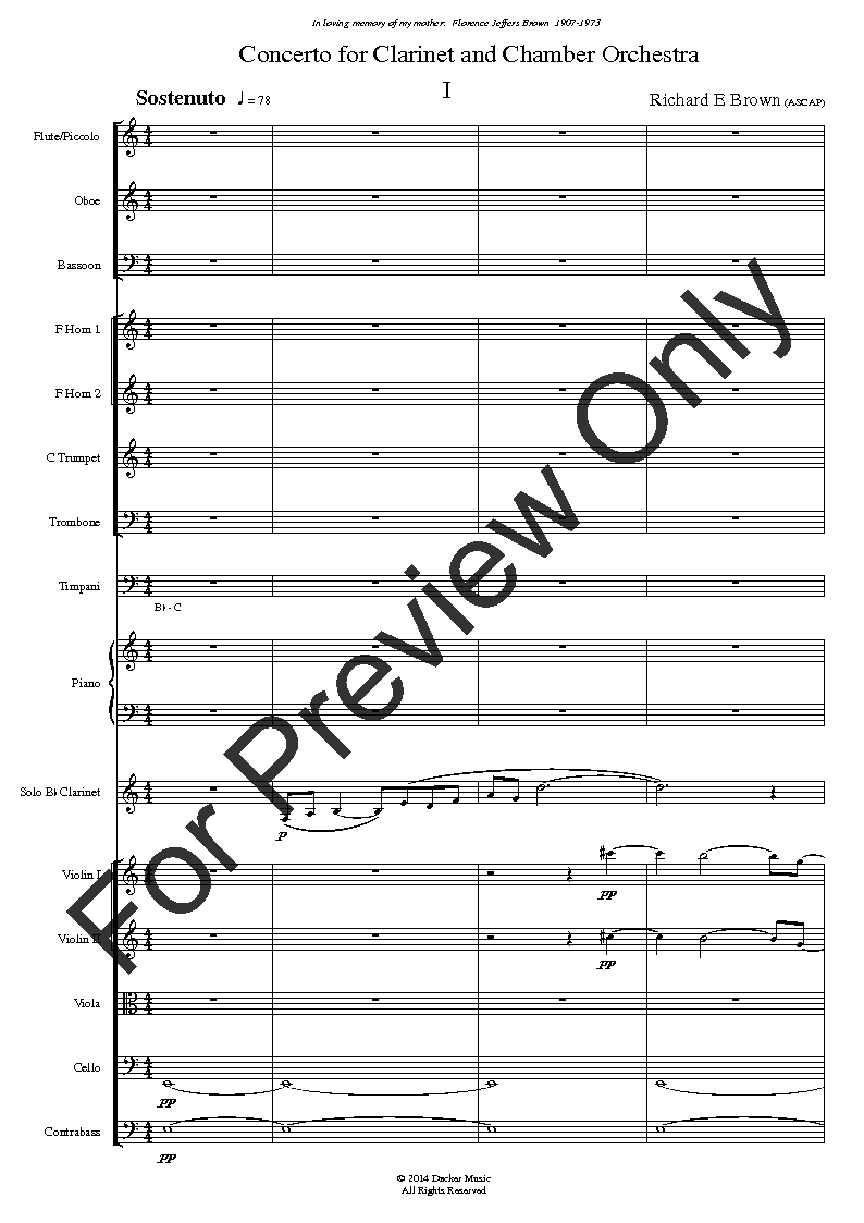 Concerto for Clarinet and Chamber Orchestra P.O.D.