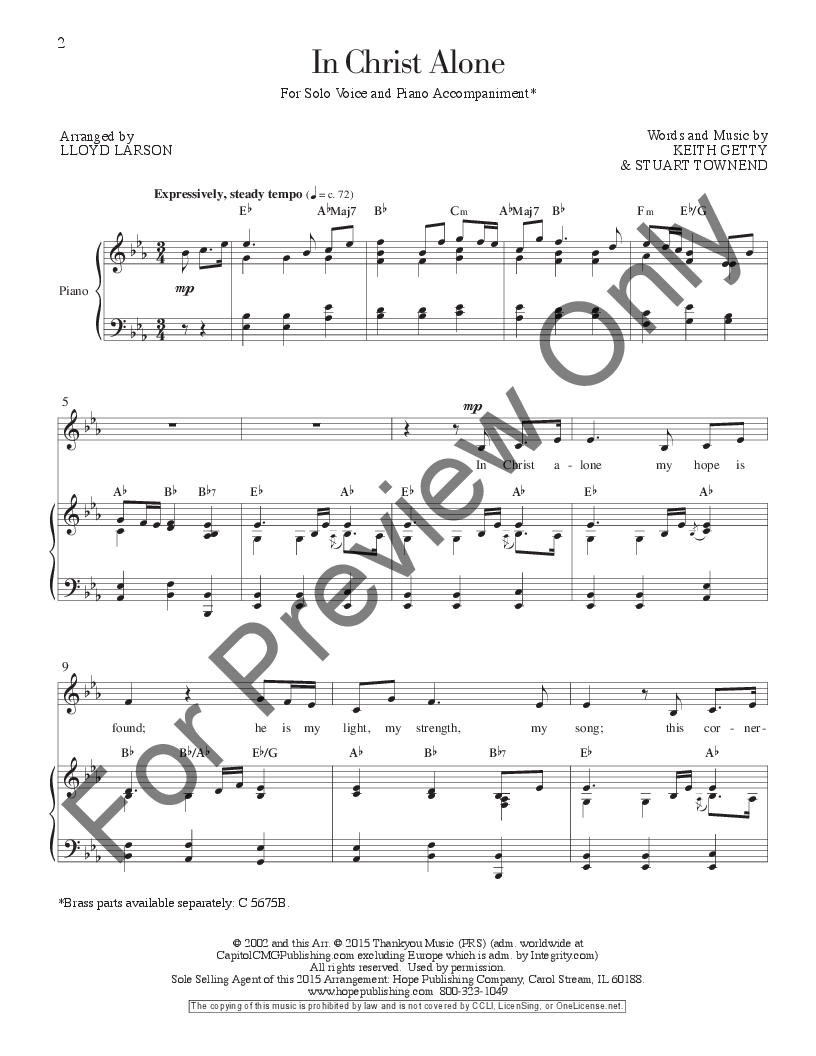 In Christ Alone Medium Vocal Solo