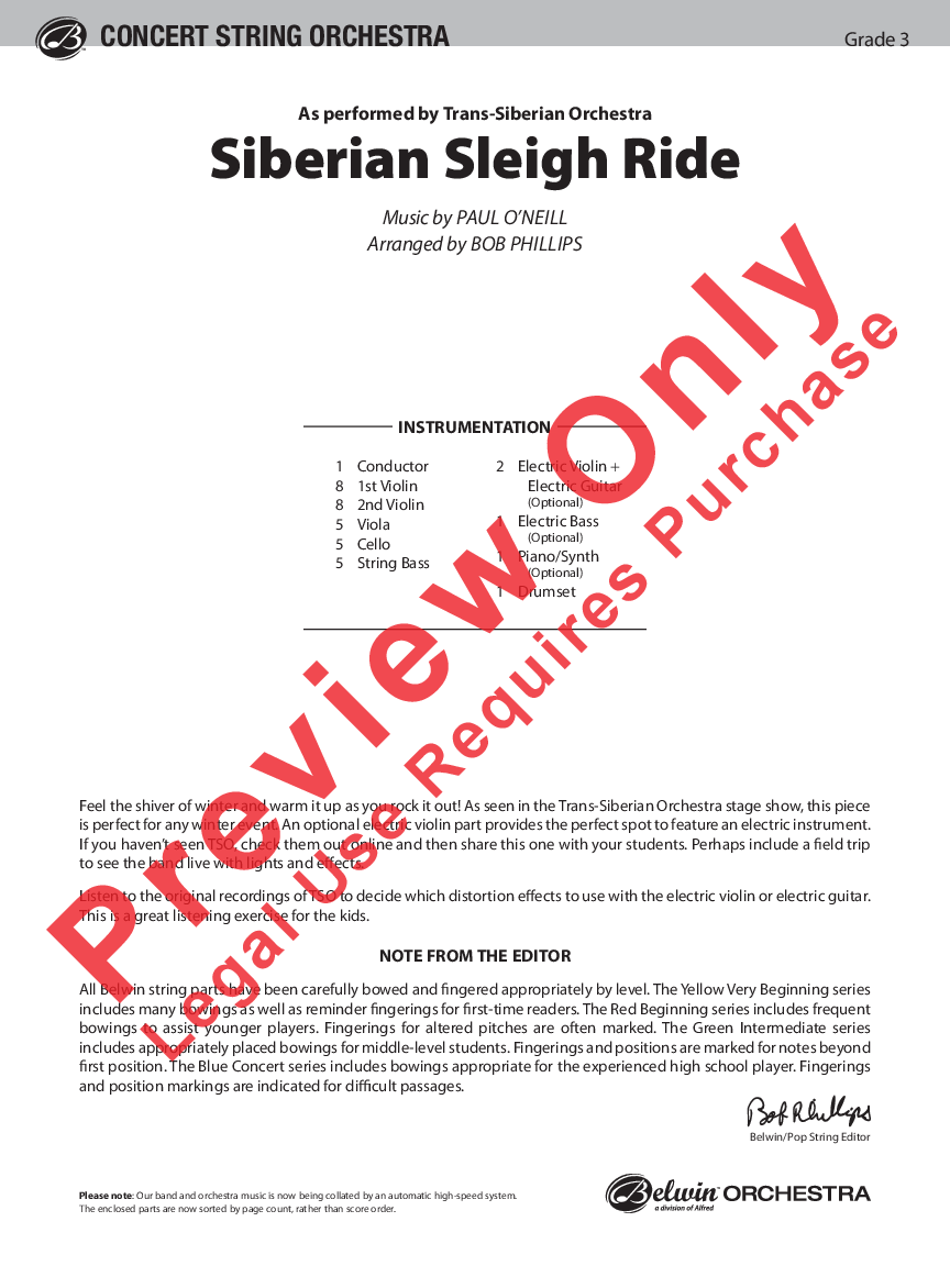 Siberian Sleigh Ride Score