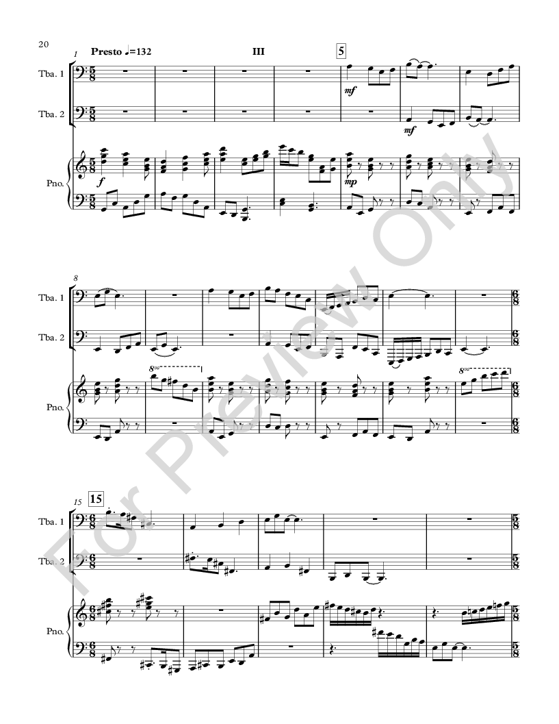 Bachburg Concerto No. 5 for Two Tubas and Piano P.O.D.