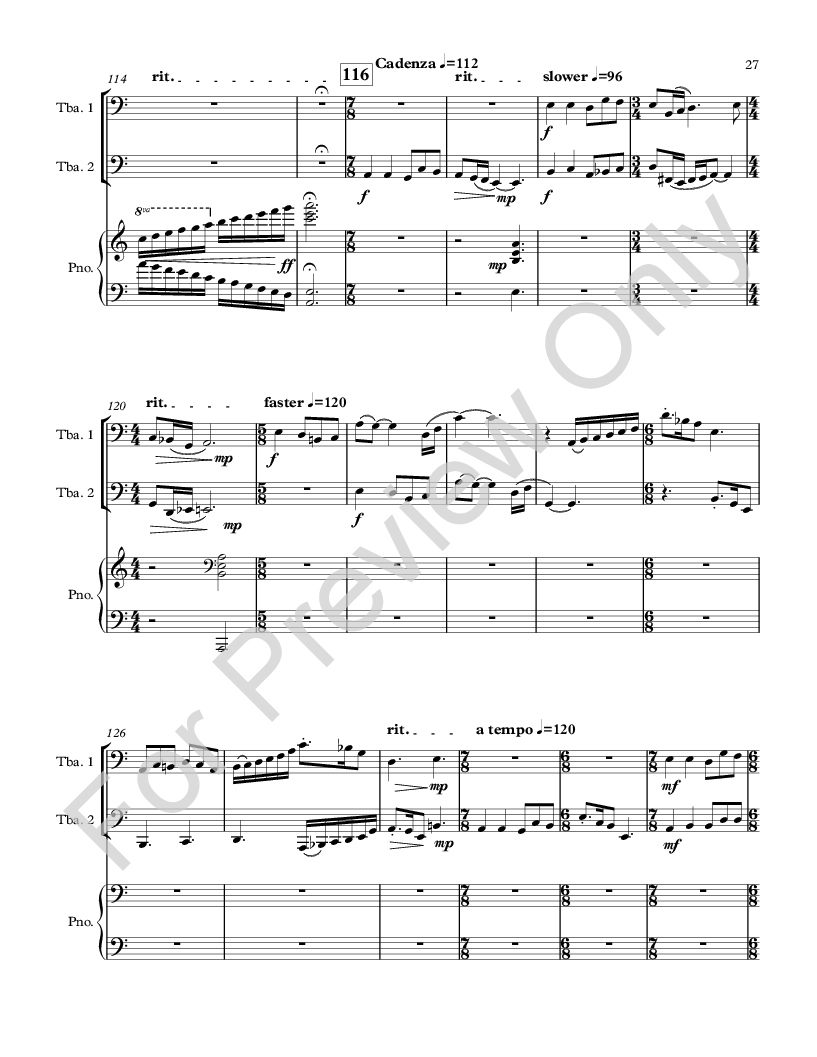 Bachburg Concerto No. 5 for Two Tubas and Piano P.O.D.