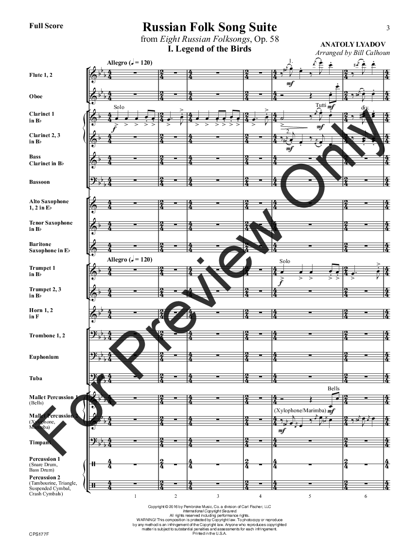 Russian Folk Song Suite Score