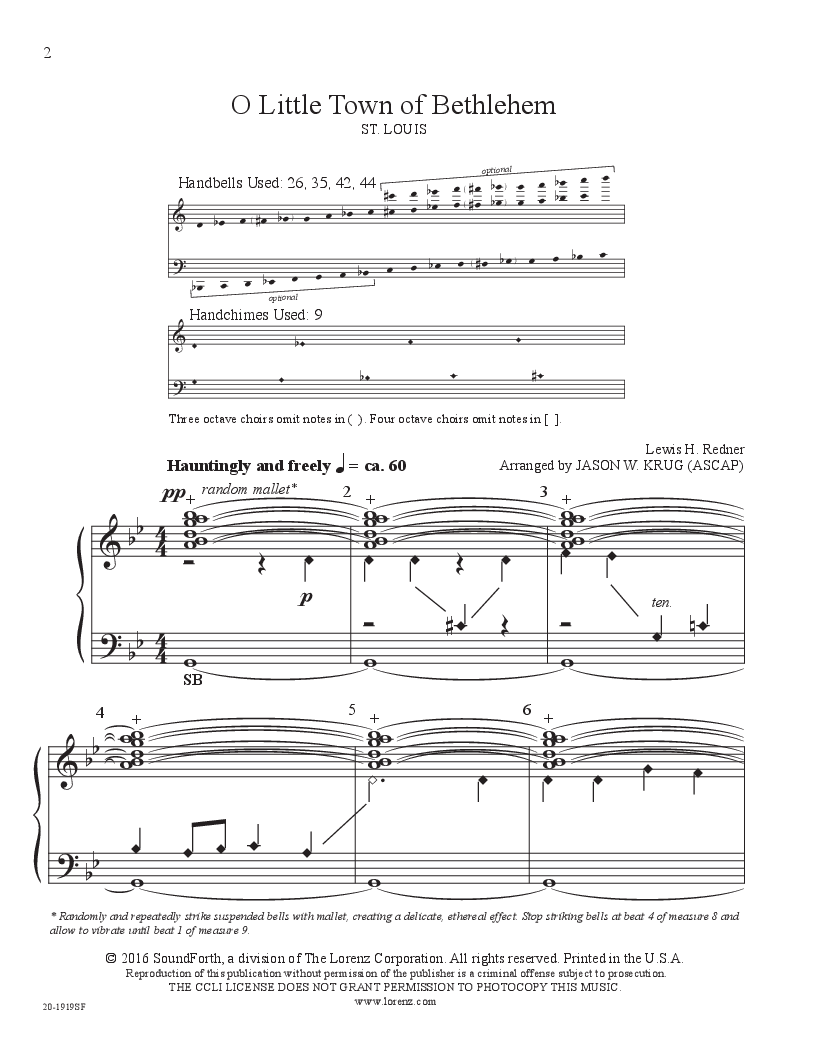 O Little Town of Bethlehem 3/6 Octaves