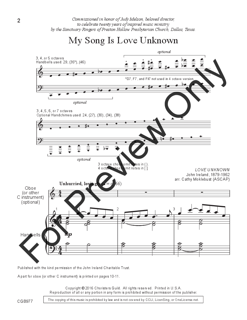 My Song Is Love Unknown 3-5 Octaves