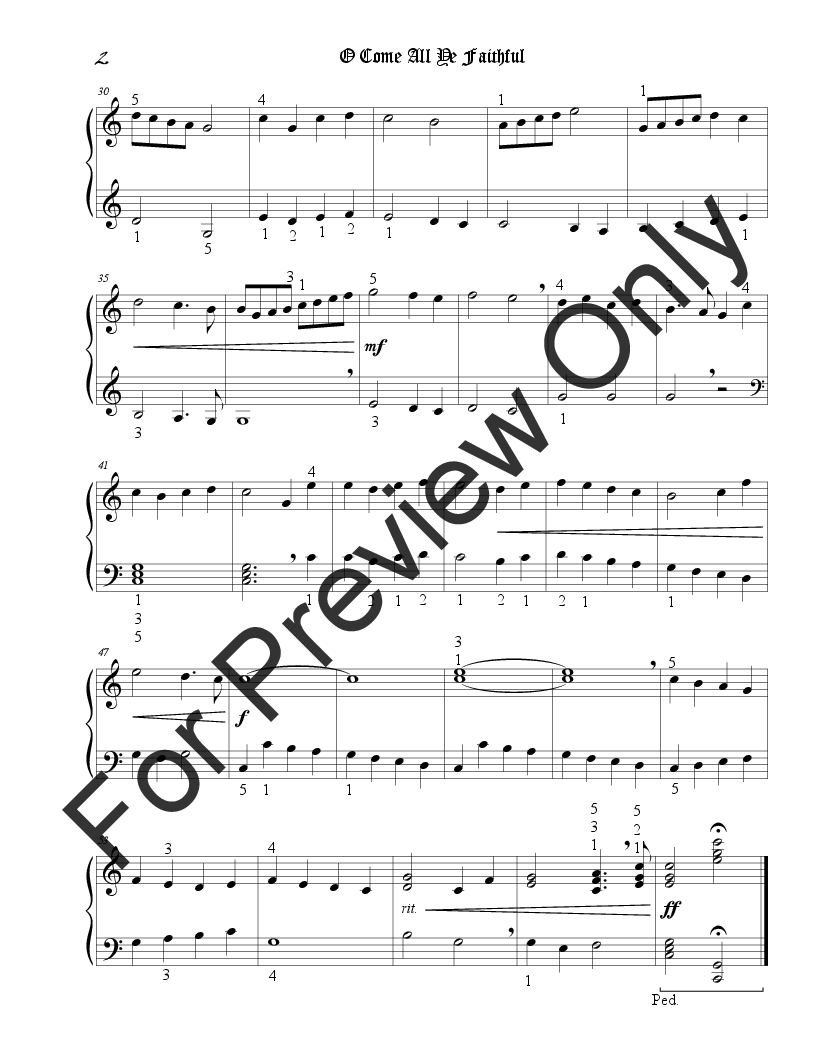 O Come All Ye Faithful- Intermediate Piano Solo P.O.D.