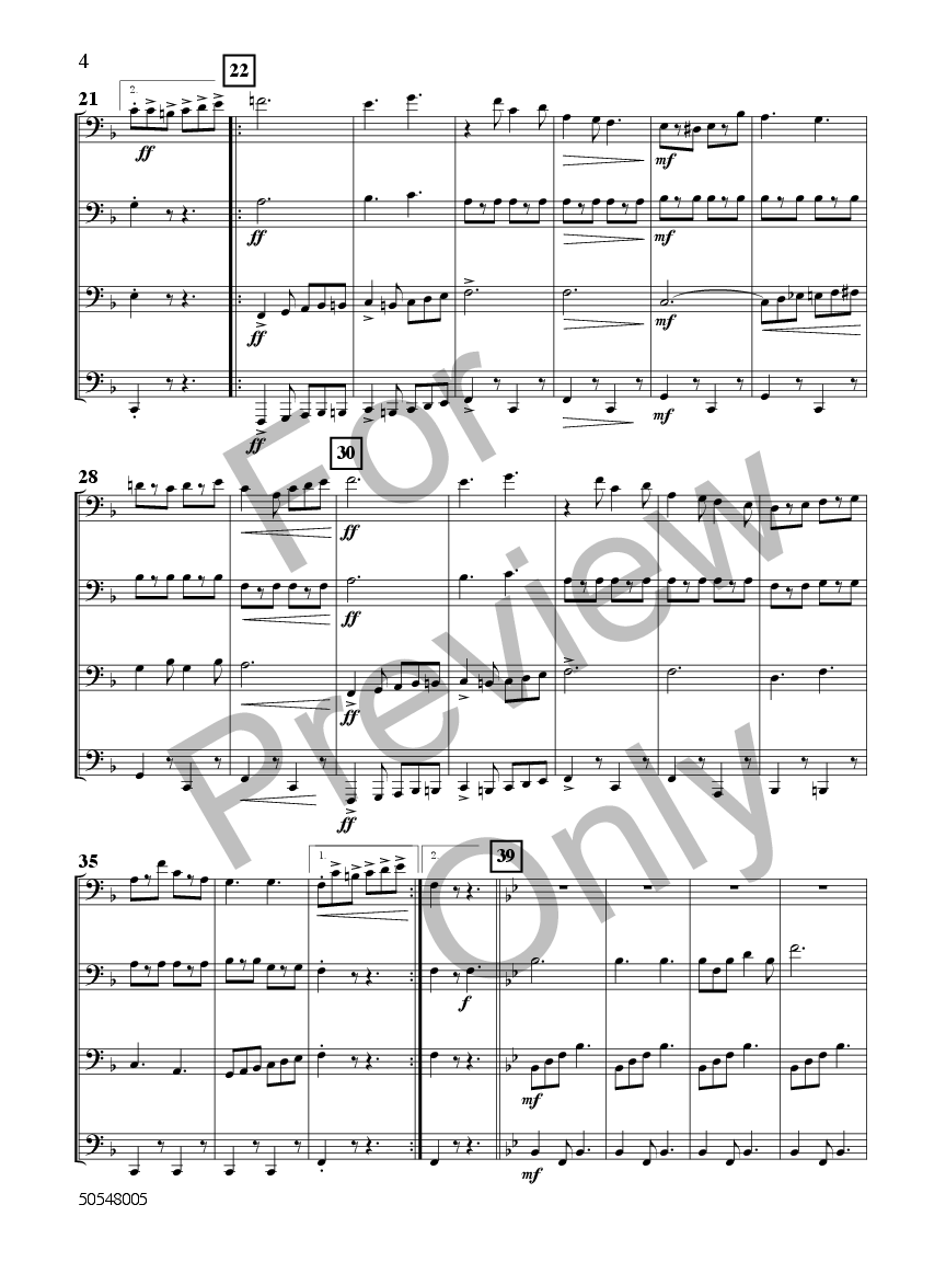 Sabre and Spurs 2 Tuba, 2 Euphonium (TC or BC) Quartet