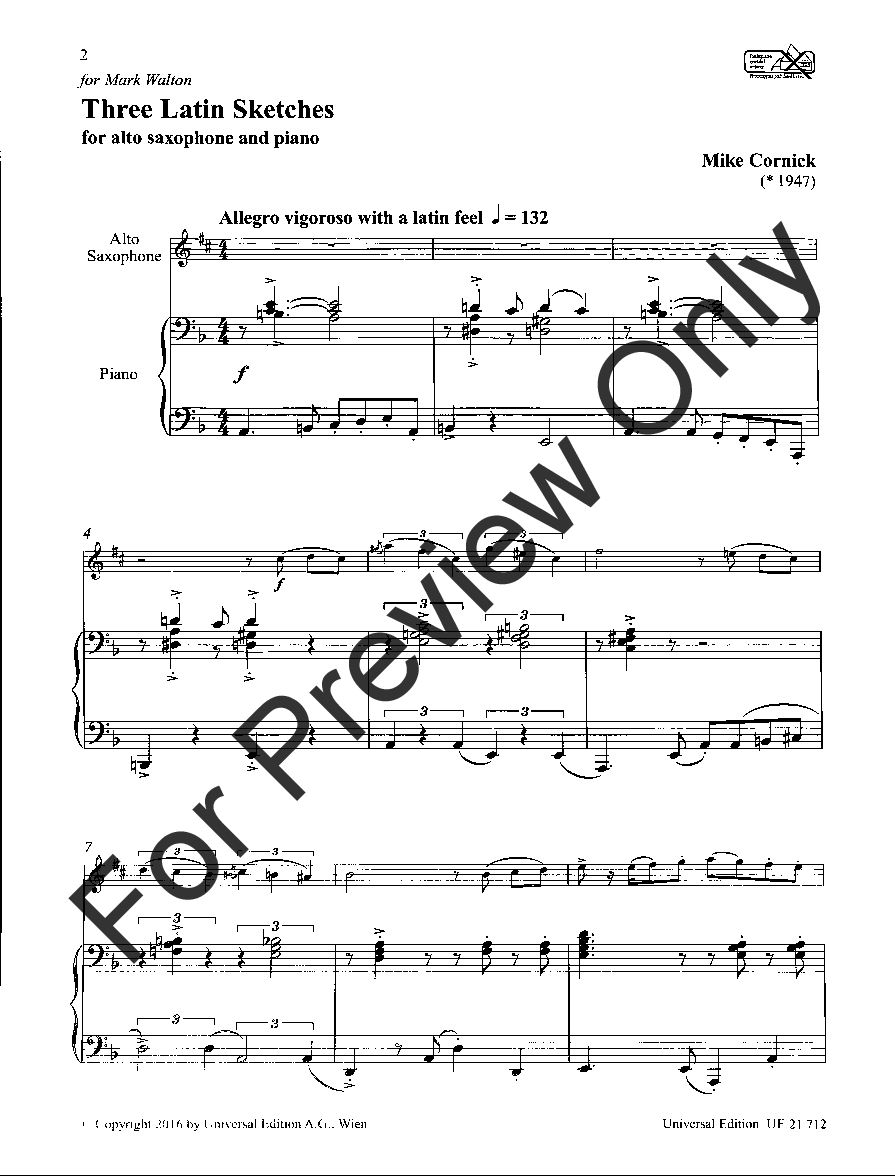 Three Latin Sketches Alto Saxophone and Piano