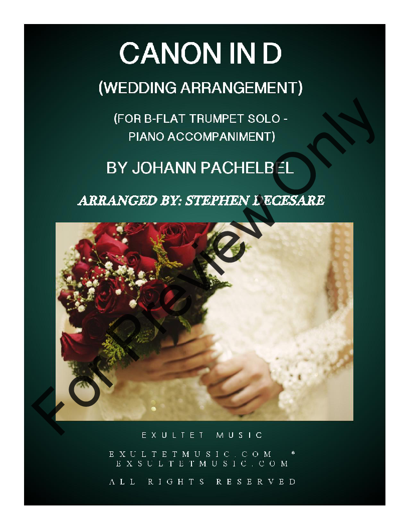 Pachebel's Canon (Wedding Arrangement: Bb-Trumpet Solo with Piano Accompaniment) P.O.D.