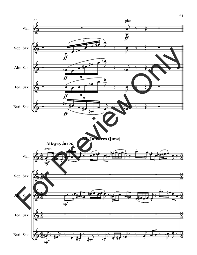 Luna (Violin and Saxophone Quartet) P.O.D.