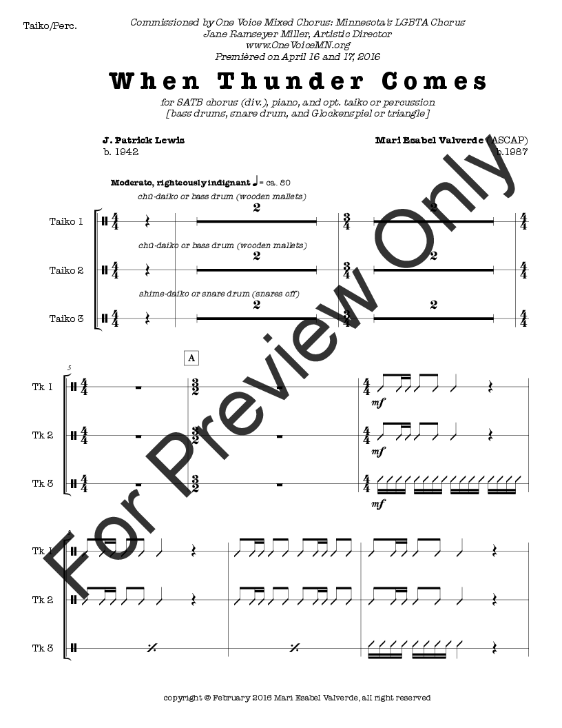 When Thunder Comes Full Score for SATB Only P.O.D.