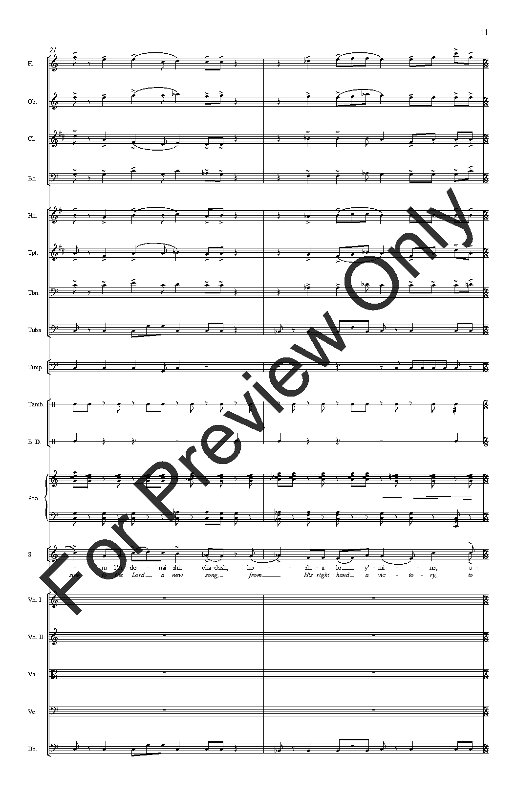 A New Psalm Orchestra Score for SSA Version