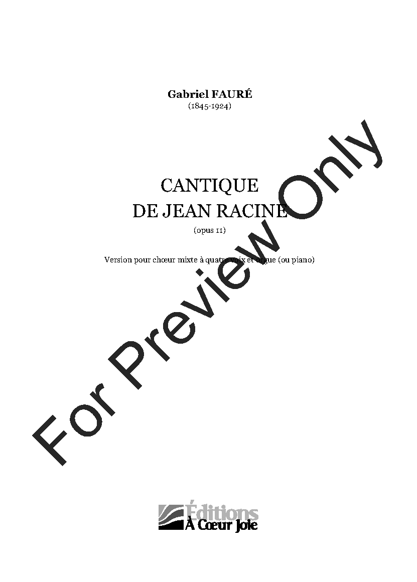Cantique de Jean Racine with Piano P.O.D.
