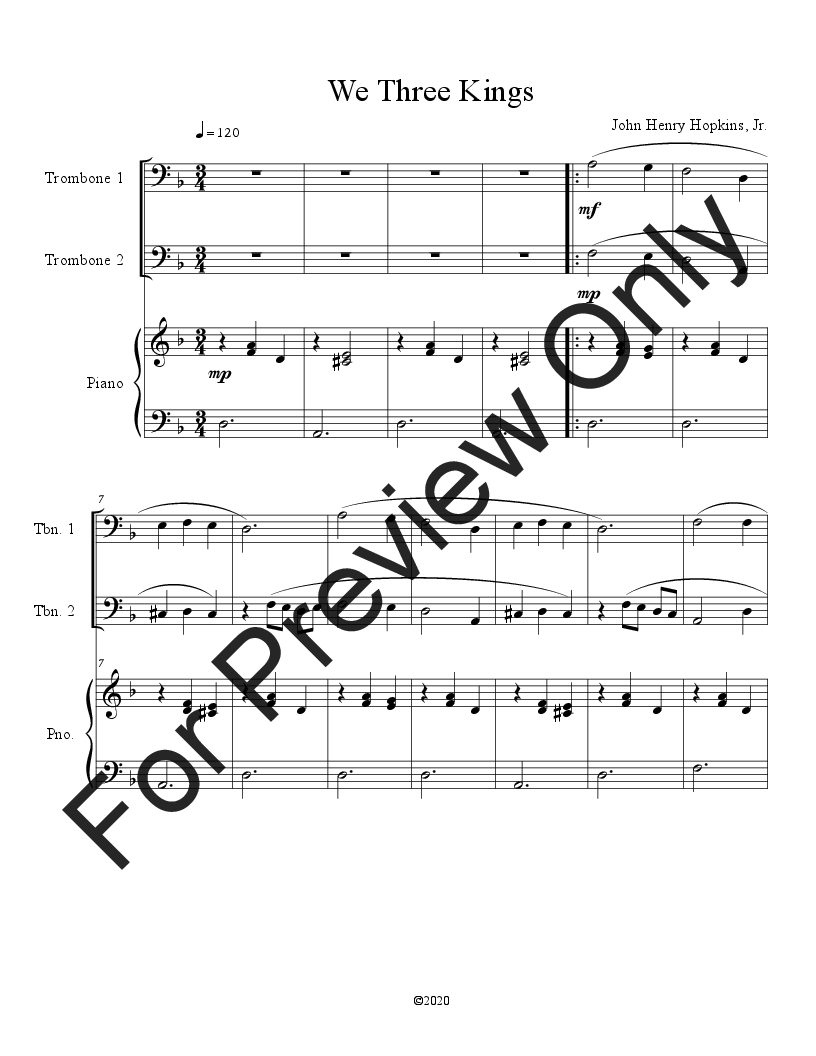 10 Christmas Duets for Trombone with piano accompaniment vol. 1 P.O.D.