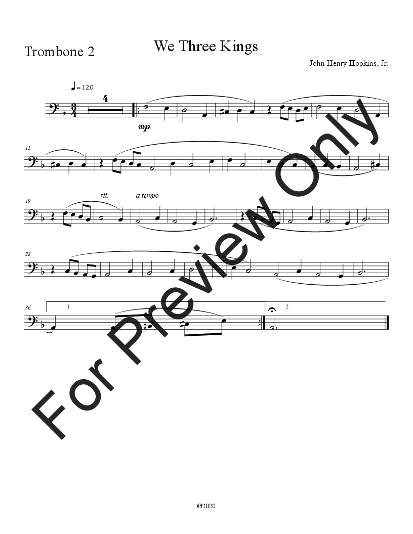 10 Christmas Duets for Trombone with piano accompaniment vol. 1 P.O.D.