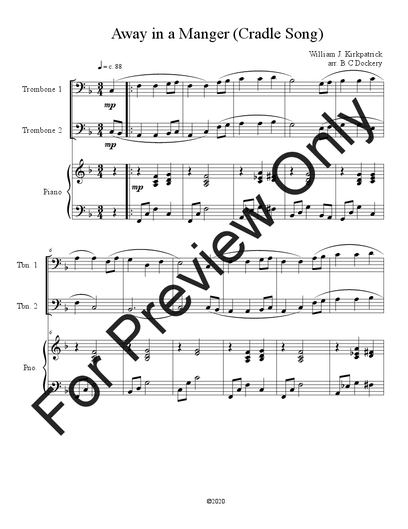 10 Christmas Duets for Trombone with piano accompaniment vol. 1 P.O.D.