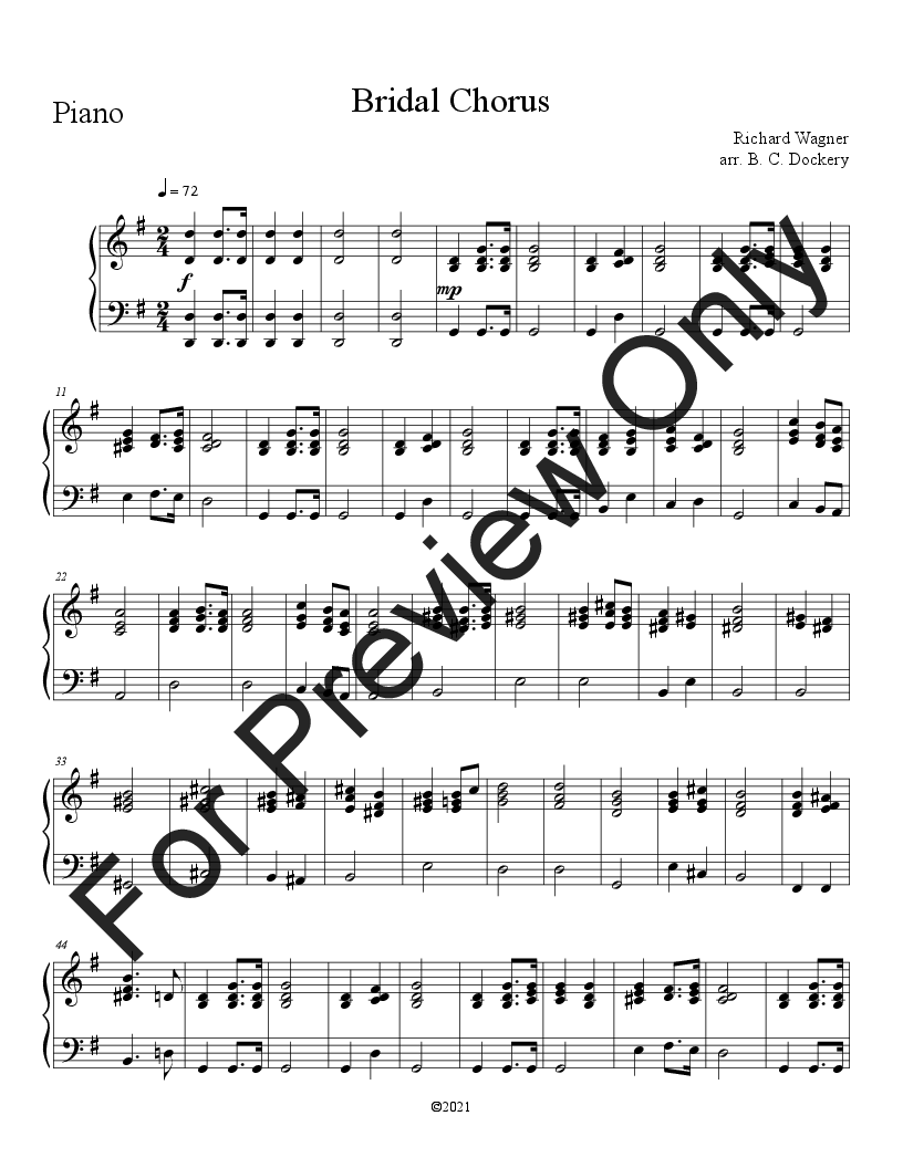 Bridal Chorus (Here Comes the Bride) for Solo Violin and Piano P.O.D.