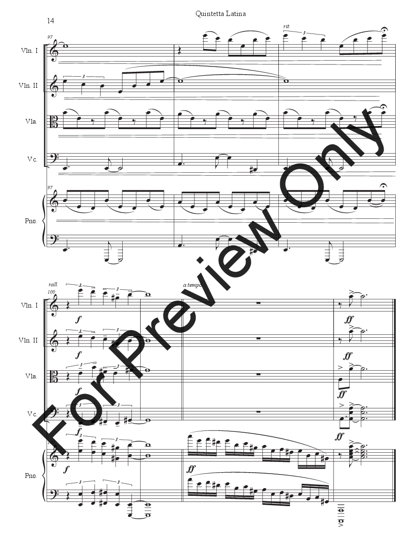 Quintetta Latina~ Piano Quintet P.O.D.