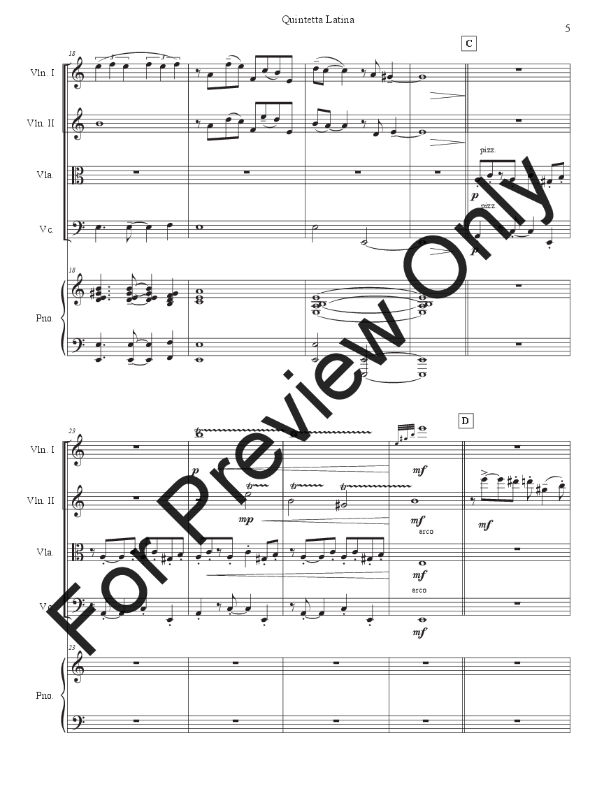 Quintetta Latina~ Piano Quintet P.O.D.